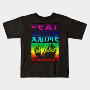 EAT SLEEP ANIME REPEAT Kids T-Shirt